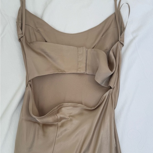 Zara Satin Slip Maxi Dress in Taupe Brown - Picture 3 of 4